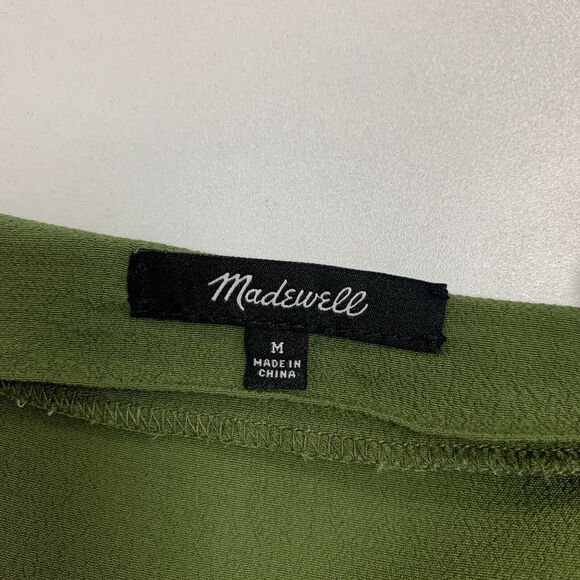 Madewell T Shirt Dress Womens M Medium Olive Green Novel Shift Drapey Side Vents - Picture 9 of 15